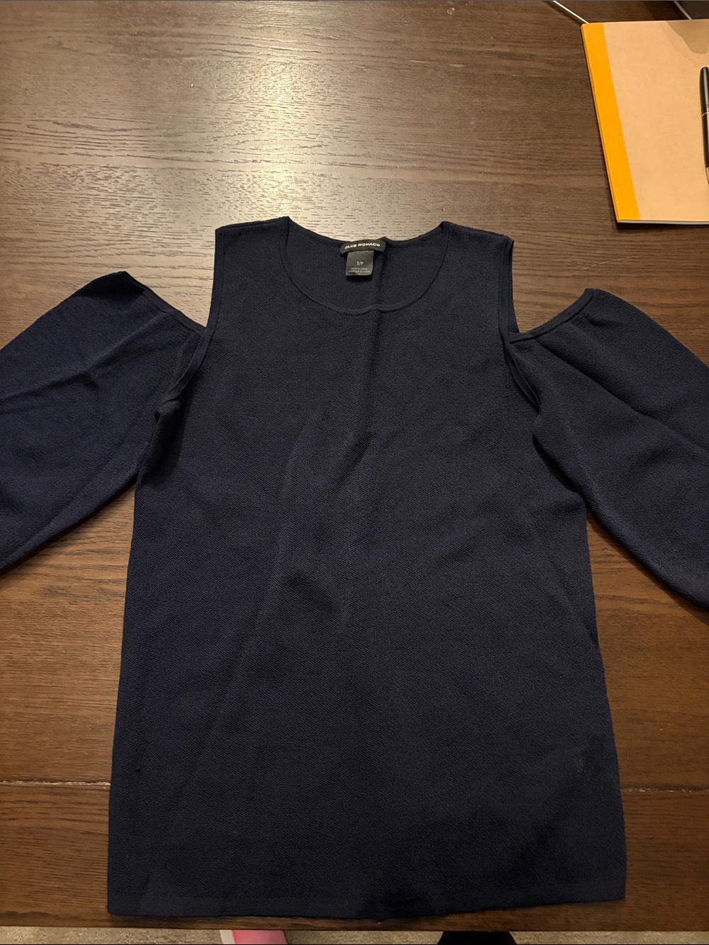Club Monaco Navy Cold-Shoulder Sweatshirt